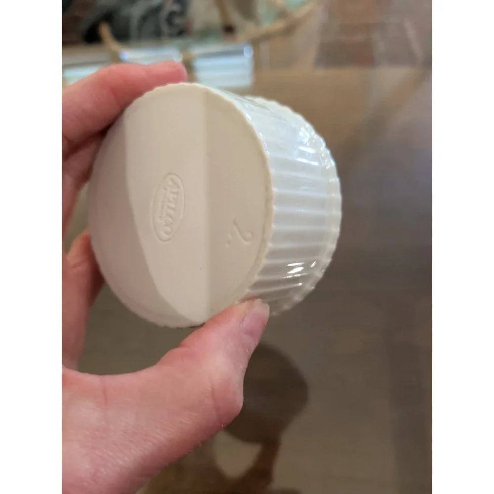 Apilco France White Porcelain Ribbed Ramekin - Size 2 - 3